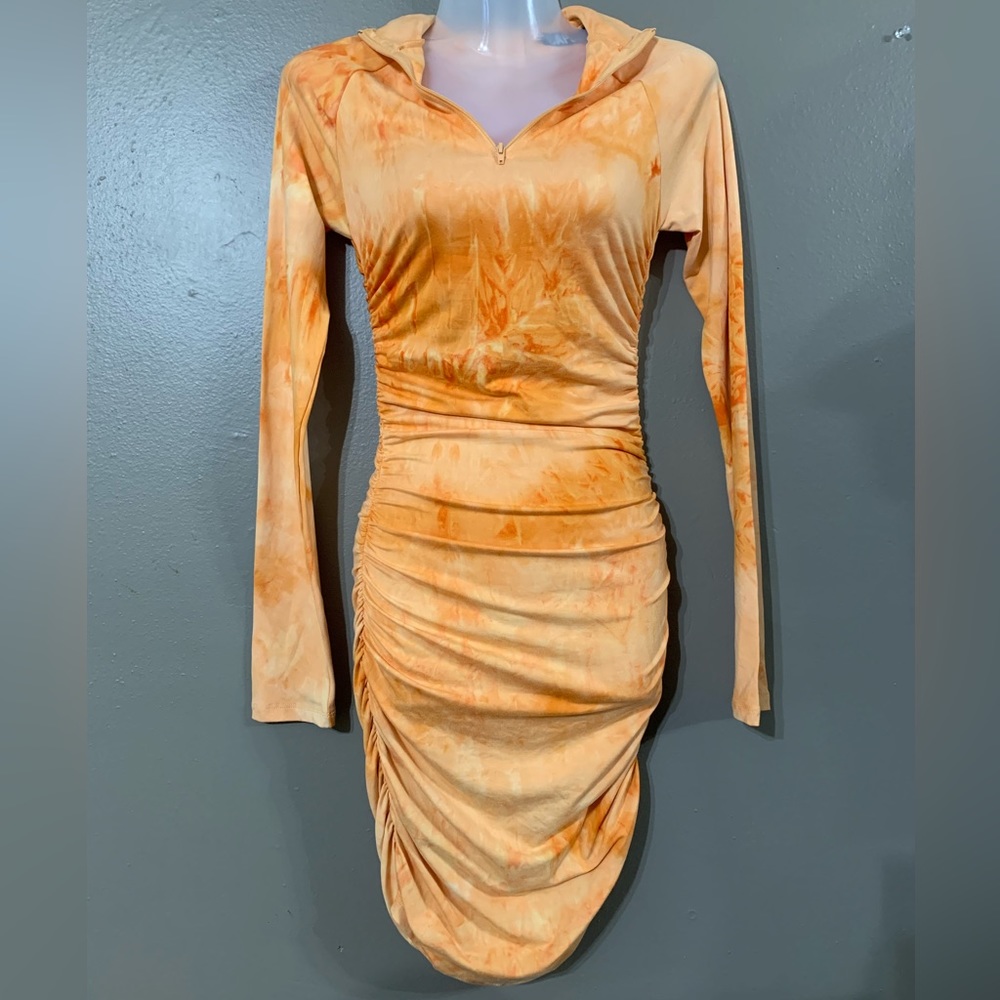 Capsulle Orange Tye Dye Long Sleeve Dress